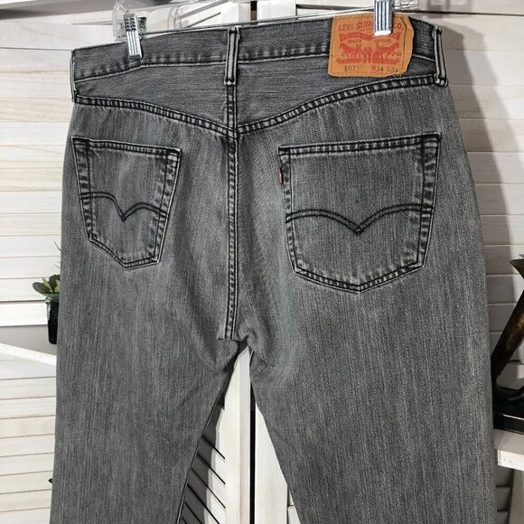 Vintage Levi's 501 Gray Jeans Straight Leg 34 x 34 - Picture 6 of 11